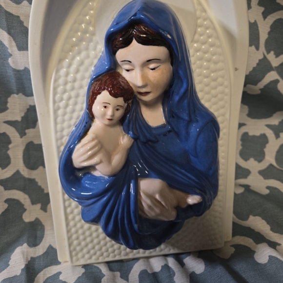 VINTAGE ceramic wall grotto Blessed Mother Madonna Virgin Mary Catholic icon - Picture 2 of 8